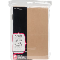 Heavyweight A7 Cards W/Envelopes (5.25"X7.25") 50/Pkg-Kraft