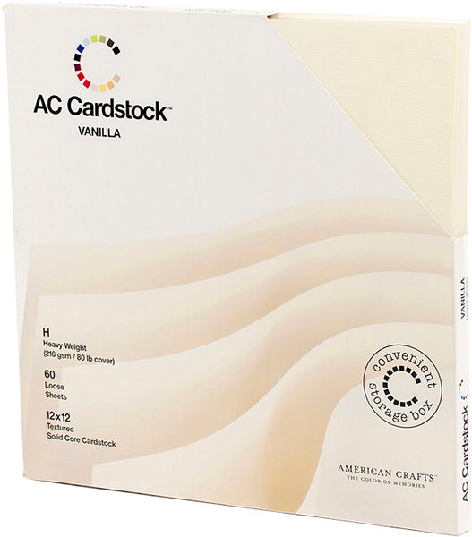 American Crafts Textured Cardstock Pack 12"X12" 60/Pkg-Solid Vanilla