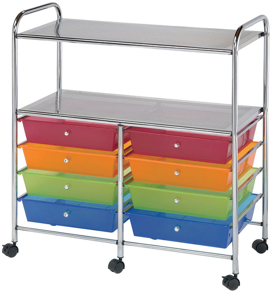 Double Storage Cart W/8 Drawers-31.74"X35"X14.75" Multicolor