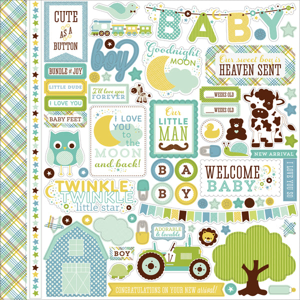 Bundle Of Joy/A New Addition Cardstock Stickers 12"X12"-Baby Boy, Element
