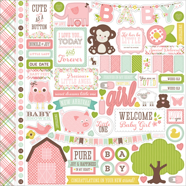Bundle Of Joy/A New Addition Cardstock Stickers 12"X12"-Baby Girl, Element