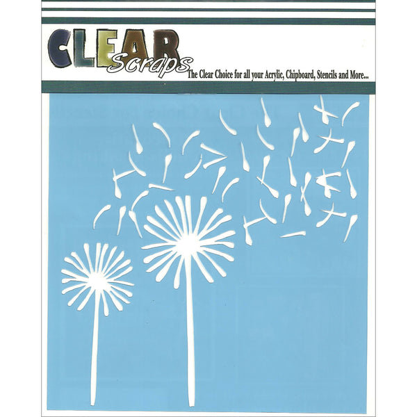 Clear Scraps Stencils 6"X6"-Dandelion Wind