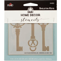 FolkArt Home Decor Stencil 4"X4"-Skeleton Keys