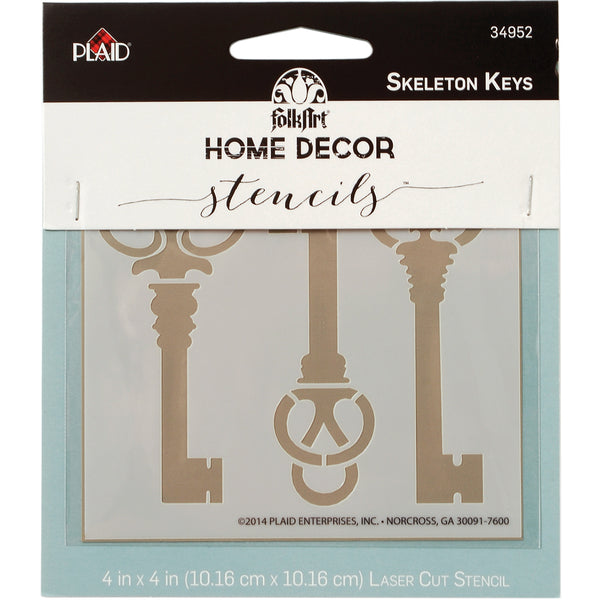FolkArt Home Decor Stencil 4"X4"-Skeleton Keys