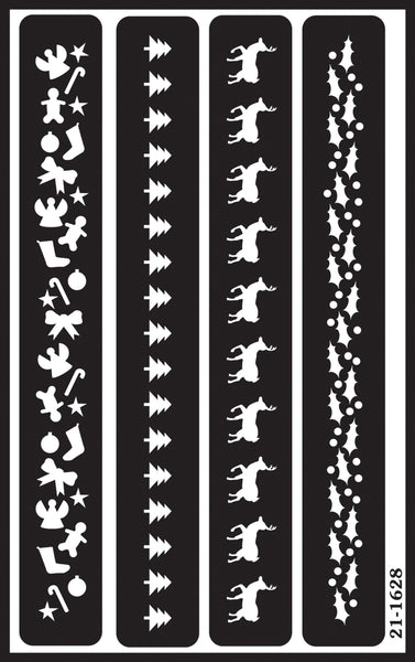 Over 'N' Over Reusable Stencils 5"X8"-Christmas Borders