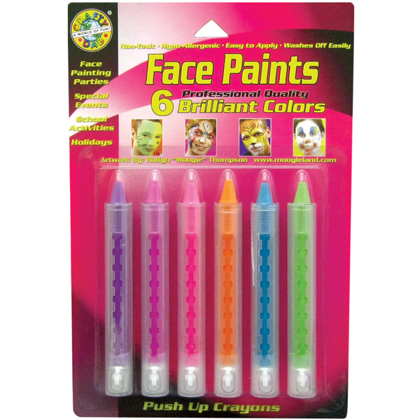 Face Paint Push-Up Crayons 6/Pkg-Brilliant