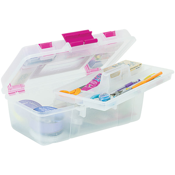 Creative Options Tool Box Organizer-13"X7.5"X5" Clear W/Magenta