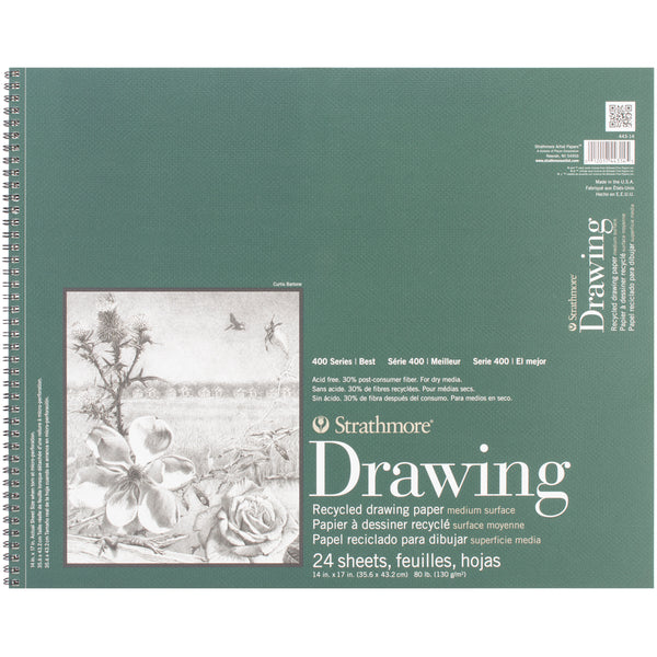 Strathmore Recycled Drawing Spiral Paper Pad 14"X17"-24 Sheets