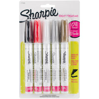 Sharpie Medium Point Oil-Based Opaque Paint Markers 5/Pkg-Black, Gold, Red, Silver And White