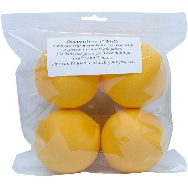 Decorative Satin Covered Styrofoam Balls 3" 4/Pkg-Bright Gold