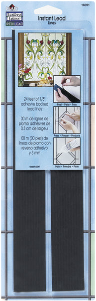 Gallery Glass Instant Lead Lines 12" 24/Pkg-Black .125" Thick