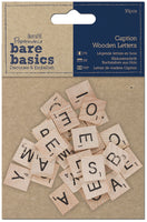 Papermania Bare Basics Wooden Letters 30/Pkg-Caption Natural Square Tiles