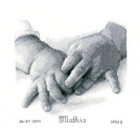 Baby Hands Birth Record On Aida Counted Cross Stitch Kit-8"X7" 18 Count