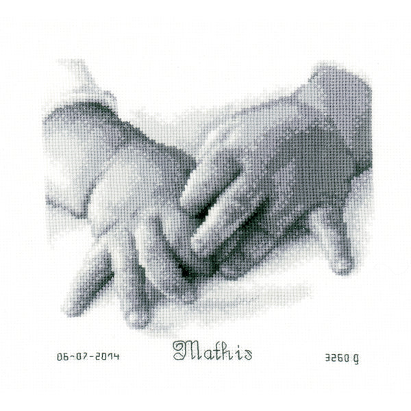 Baby Hands Birth Record On Aida Counted Cross Stitch Kit-8"X7" 18 Count