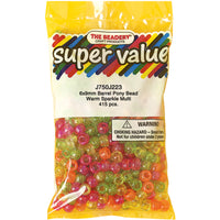 Pony Beads 6mmX9mm 415/Pkg-Warm Sparkle Multicolor
