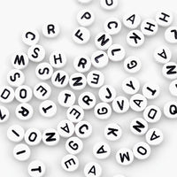 Alphabet Beads 7mm 150/Pkg-White Round W/Black Letters