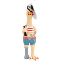 Small Captain Jack Rubber Chicken Dog Toy 9" Tall-