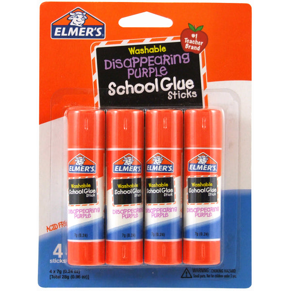 Elmer's Washable School Glue Sticks - Purple 4/Pkg-.24oz