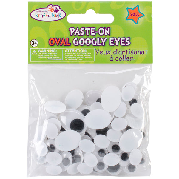 Paste-On Googly Eyes Assorted 10mm To 19mm 80/Pkg-Black