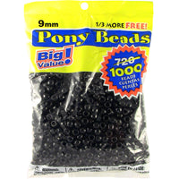 Pony Beads 6mmX9mm 1,000/Pkg-Opaque Black