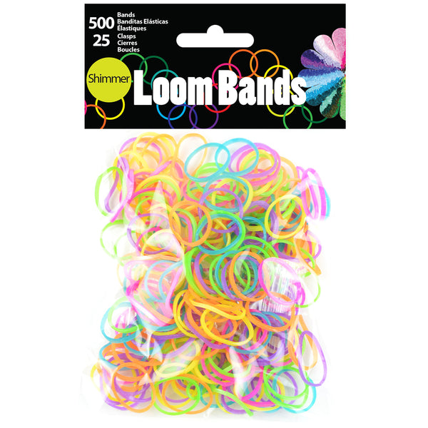 Loom Bands 500/Pkg W/25 Clasps-Shimmer