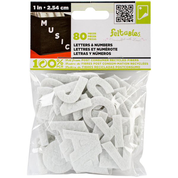 Feltables Felt Letters & Numbers 1" 80/Pkg-White