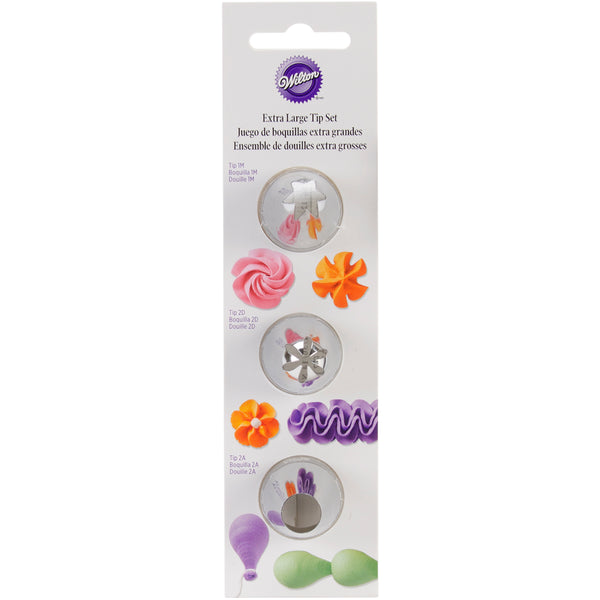 Decorating Tip Set 3/Pkg-XL - Star #1M, Flower #2D & Round #2A
