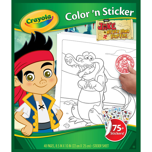 Crayola Color 'n Sticker Book 10"X8.5"-Jake And The Never Land Pirates