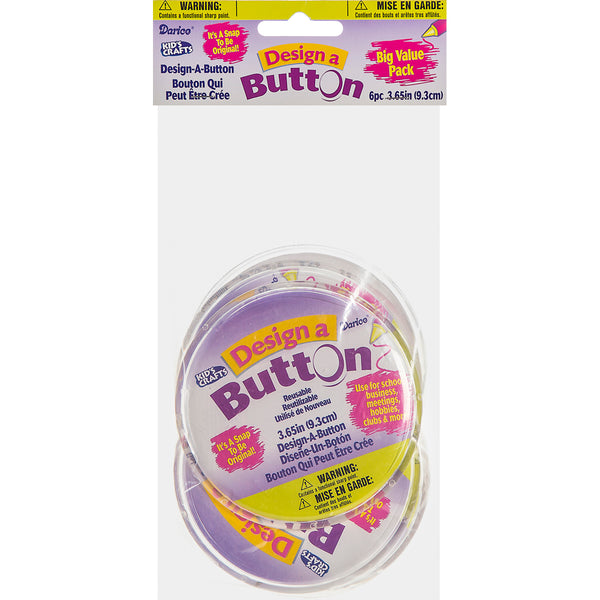 Design-A-Button 3.625" 6/Pkg-Clear