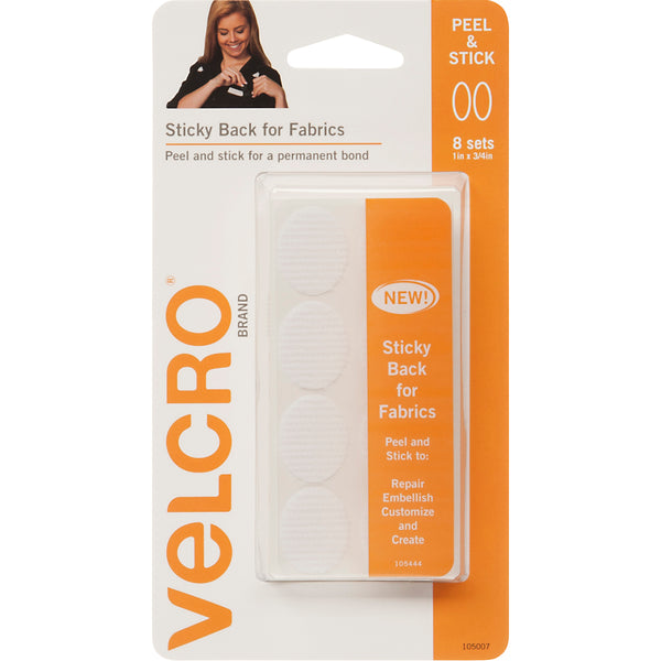 VELCRO(R) Brand STICKY BACK For Fabric Ovals 1"X.75"-White