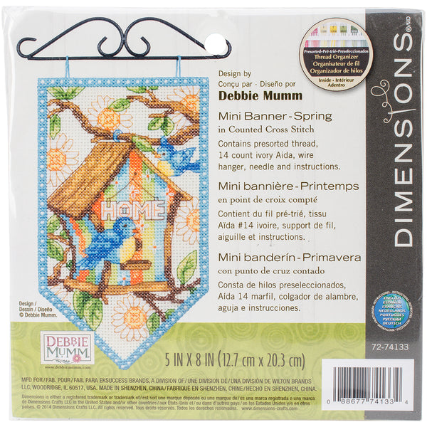 Dimensions/Debbie Mumm Counted Cross Stitch Kit 5"X8"-Spring Banner (14 Count)