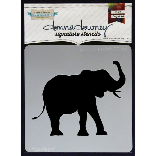 Donna Downey Signature Stencils 8.5"X8.5"-Good Luck Elephant
