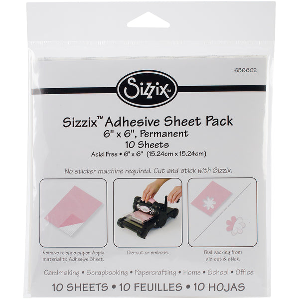 Sizzix 6"X6" Adhesive Sheets 10/Pkg-