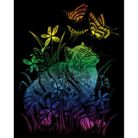 Rainbow Foil Engraving Art Kit 8"X10"-Kitten & Butterflies