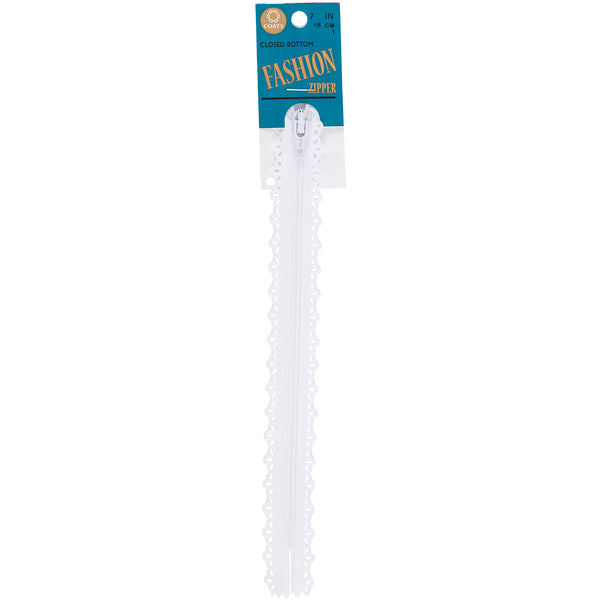 Cutwork Closed End Zipper 7"-White