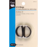 Dritz Metal "D" Rings 1" 4/Pkg-Black