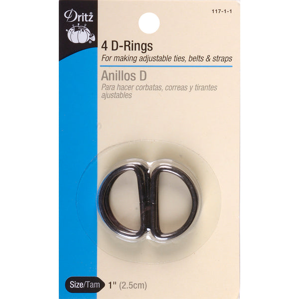 Dritz Metal "D" Rings 1" 4/Pkg-Black