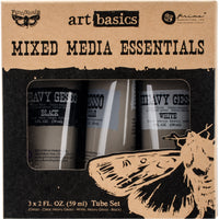 Finnabair Art Basics Mixed Media Essentials 2 Ounces 3/Pkg-Clear, White & Black Gesso