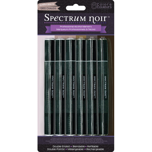 Spectrum Noir Alcohol Markers 6/Pkg-Warm Grays