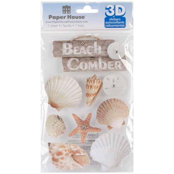 Paper House 3D Stickers 4.5"x8.5"-Beach Comber
