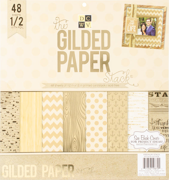 DCWV Single-Sided Paper Stack 12"X12" 48/Pkg-Gilded