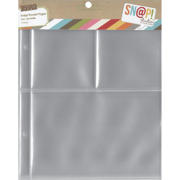 Sn@p! Pocket Pages For 6"X8" Binders 10/Pkg-(1) 4"X6" & (2) 3"X4" Pockets
