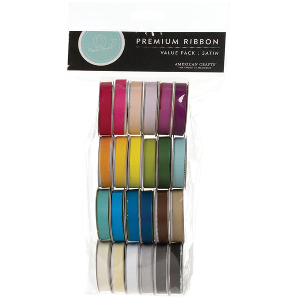 Premium Ribbon Value Pack .375"X4' 24/Spools-Solid Satin