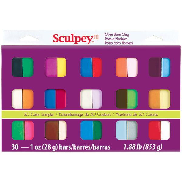 Sculpey III Oven-Bake Clay 1oz 30/Pkg-Assorted Colors