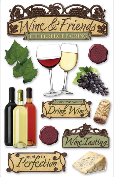 Paper House 3D Stickers 4.5"x8.5"-Wine