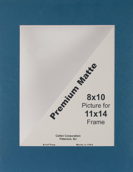 Photo Mat 11"X14" Single Hand-Cut W/Bevel Edge-Dark Blue (Navy) W/White Core