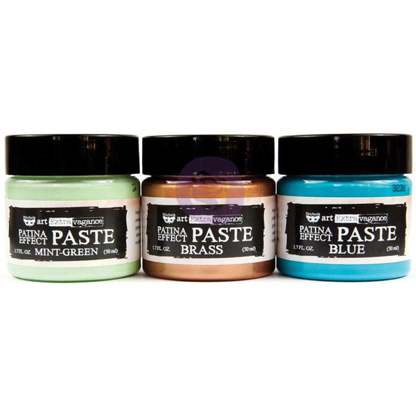 Finnabair Art Extravagance Patina Effect Paste Set-Mint Green, Blue, Brass; 1.7 Fl Oz Each