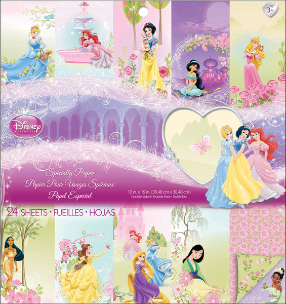 Disney Paper Pad 12"X12" 24/Pkg-Princess, 12 Designs/2 Each