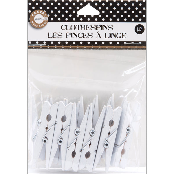 Small Clothespins 2" 12/Pkg-White