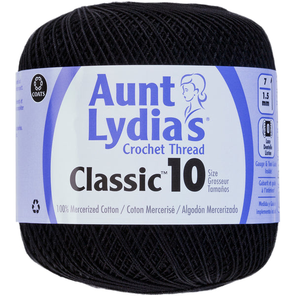 Aunt Lydia's Classic Crochet Thread Size 10-Black
